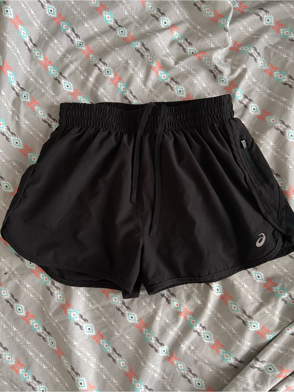 ASICS Women’s Running Shorts Black XS Lightweight Athletic Gym w/ Zip Pocket